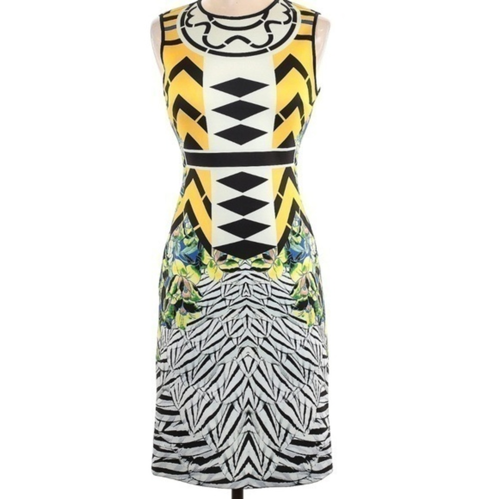 Yellow and Black Geometric Pattern Dress